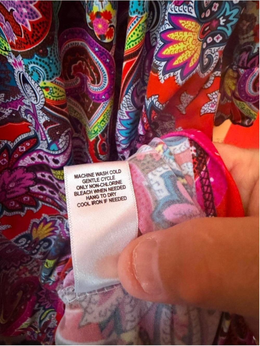 Dressbarn Size XL Paisley Print Colorful 3/4 Sleeve Shift Dress Knee Length - Picture 5 of 7